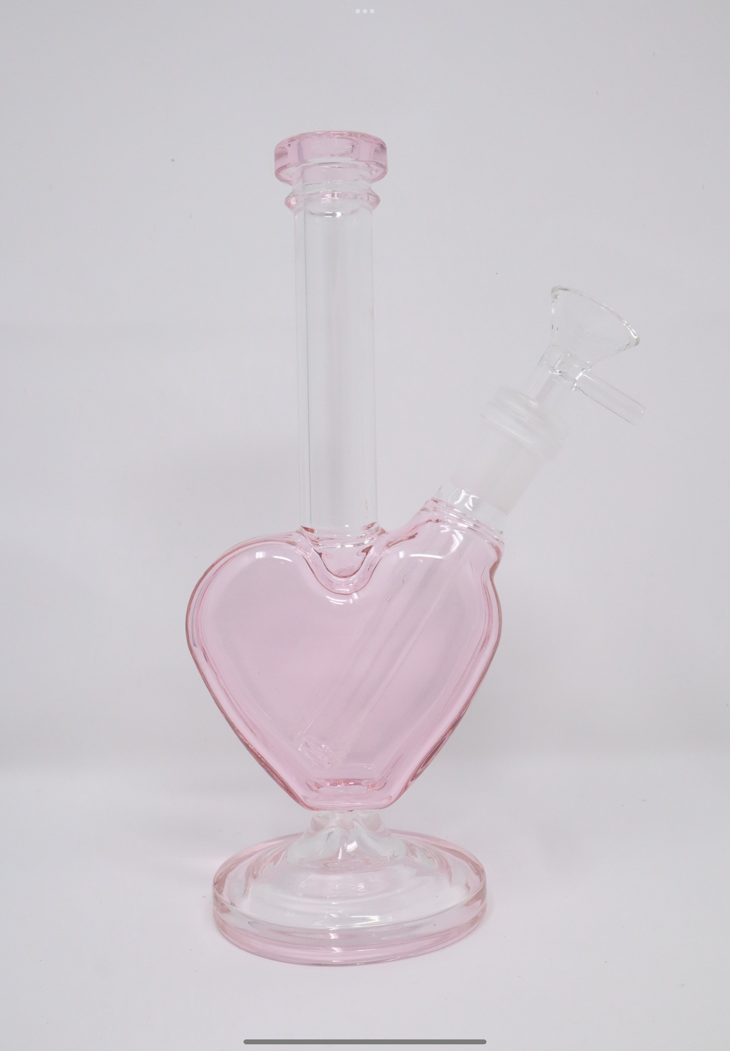 8” Pink and Clear Glass Heart Water Pipe