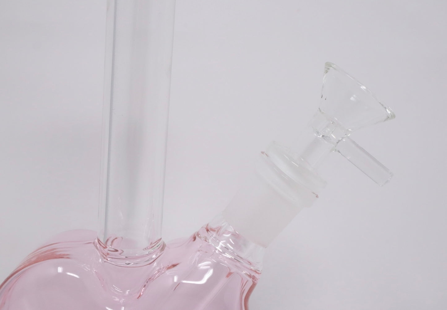 8” Pink and Clear Glass Heart Water Pipe