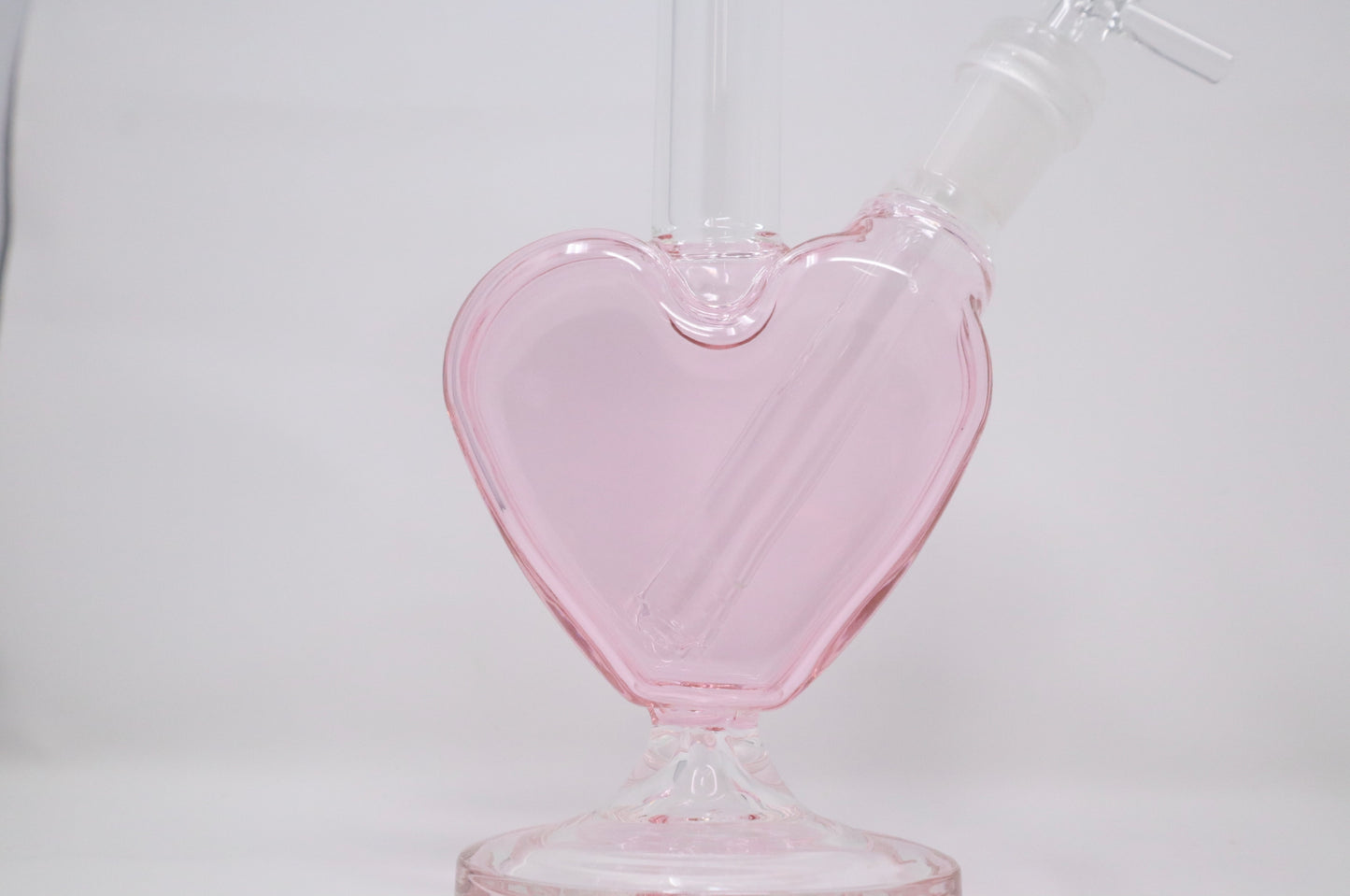 8” Pink and Clear Glass Heart Water Pipe