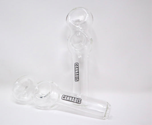 5” Double Bowl Clear Glass Dry Pipe
